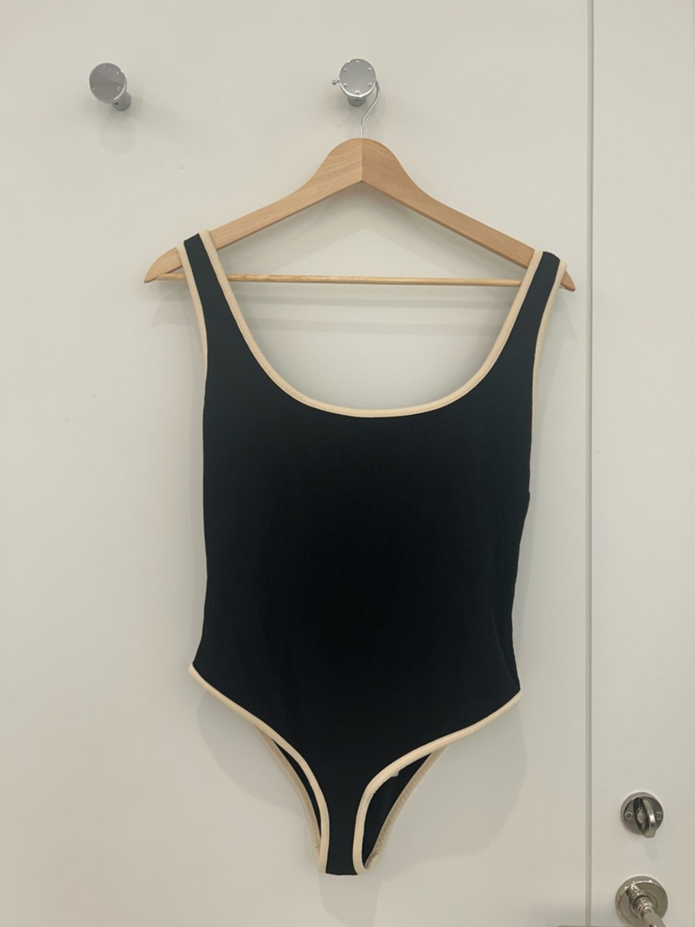Johanna Ortiz Black One-Piece Swimsuit with Cream Trim M